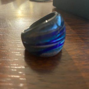 Blue Glass Ring - Size 9 (I think)